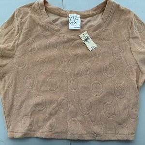 Aerie Beige Circle Pattern Crop Top